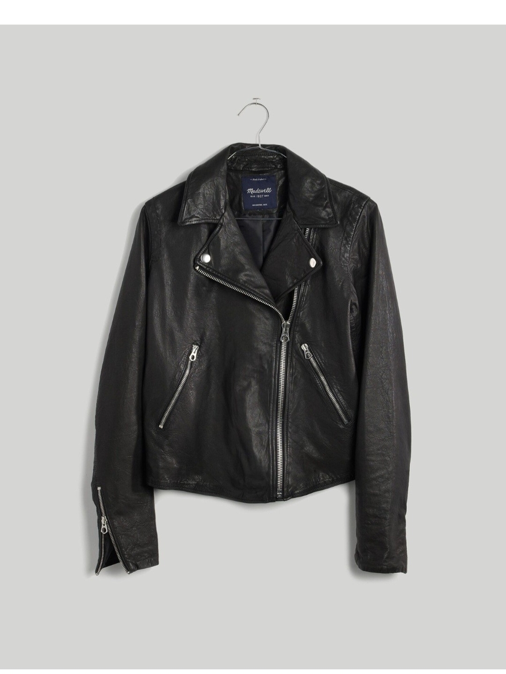 Madewell Washed Black Leather Moto Jacket